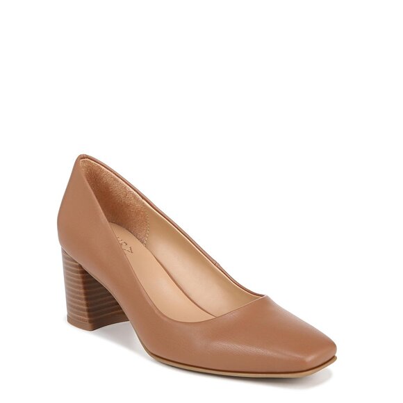 Naturalizer Womens Warner Square Toe Block Heel Pump English Tea Brown 9.5 M - Picture 1 of 1